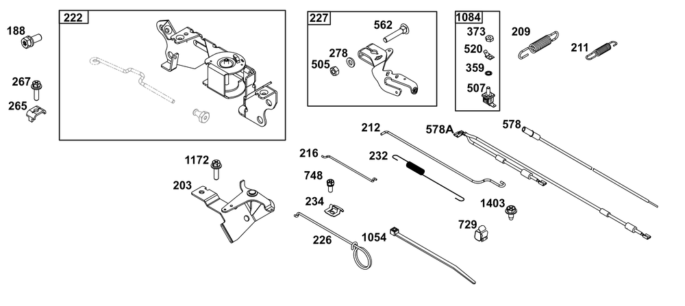 Controls Group Diagram and Parts List for 305446-0595-B5 200000 - 399999 Briggs and Stratton Engine